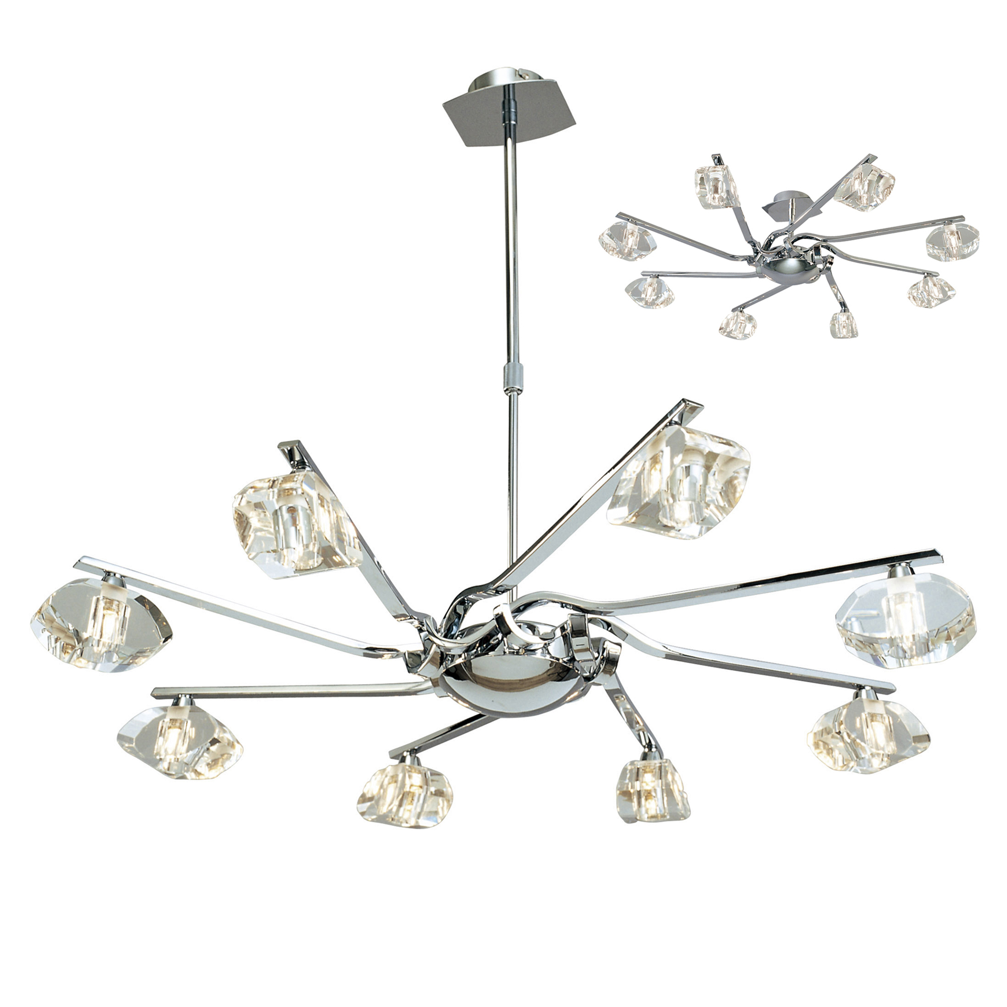 Alfa Polished Chrome Ceiling Lights Mantra Multi Arm Fittings